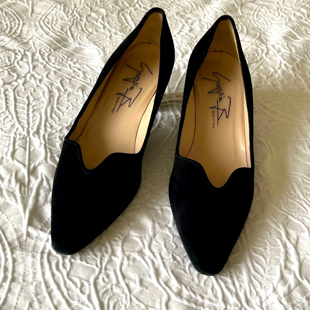 Italian Black Suede Pumps. 2”heel